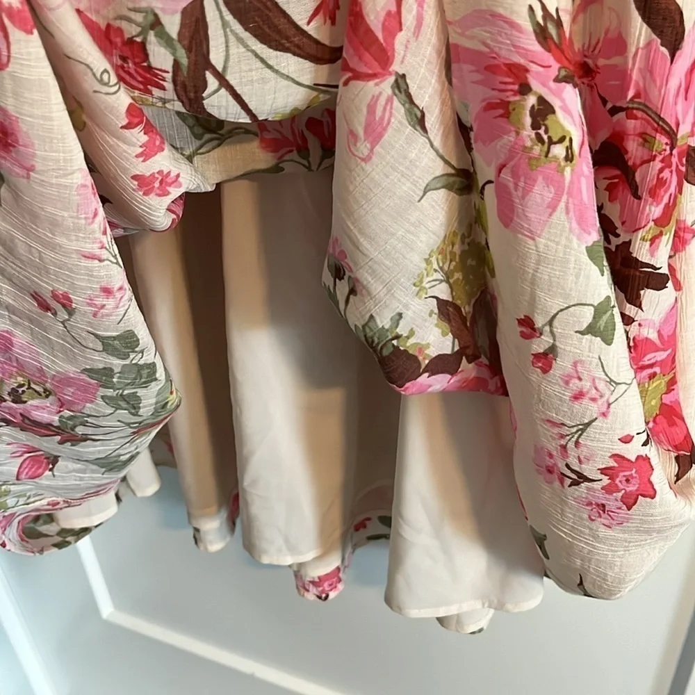 Abercombie & Fitch Smocked Plunge Sleeveless Dress Sz Large Pink Floral V Neck